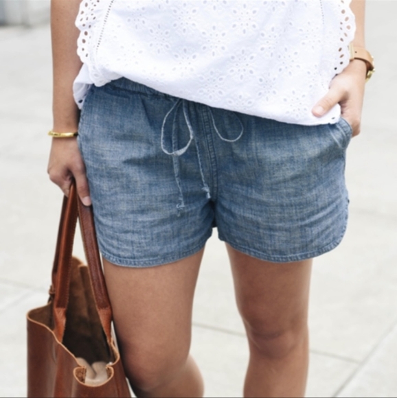 J. Crew Pants - J. Crew Chambray Drawstring Elastic Waist Casual Shorts - Size L